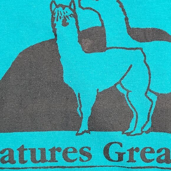 Vintage 90s Hanes Llama Shirt M/L 21x26 Blue Animals - Picture 10 of 12